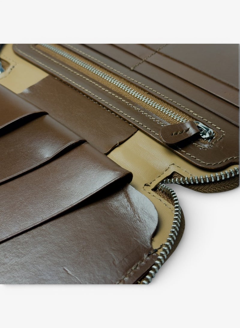 Emery Leather Travel Folio Wallet, Compact Zip Organizer for Passport, Cards & Documents (Brown) - Image 5